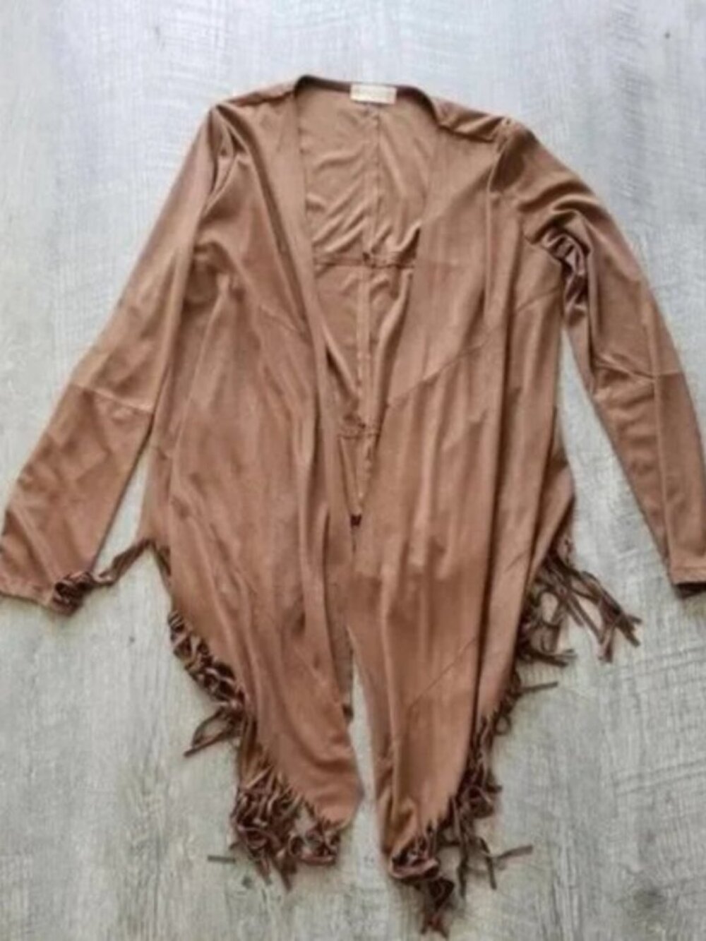 Altar'd State Brown Suede Fringe Jacket.